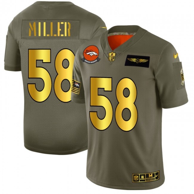 Denver Broncos #58 Von Miller NFL Men's Nike Olive Gold 2019 Salute to Service Limited Jersey