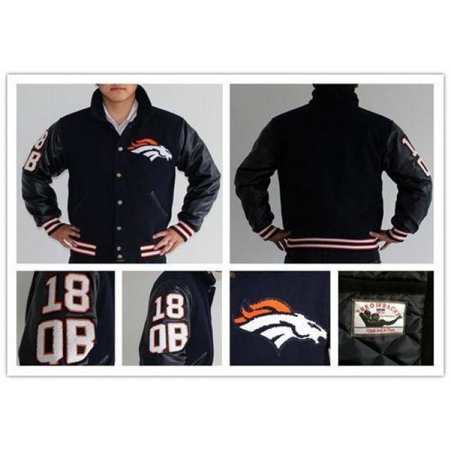 Mitchell And Ness NFL Denver Broncos #18 Peyton Manning Authentic Wool Jacket