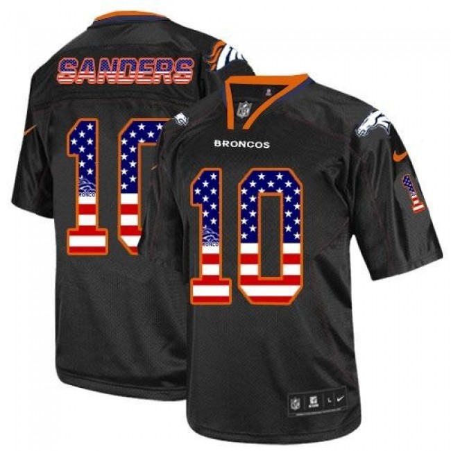 Nike Broncos #10 Emmanuel Sanders Black Men's Stitched NFL Elite USA Flag Fashion Jersey