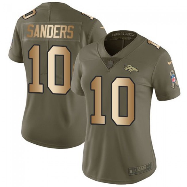 Women's Broncos #10 Emmanuel Sanders Olive Gold Stitched NFL Limited 2017 Salute to Service Jersey