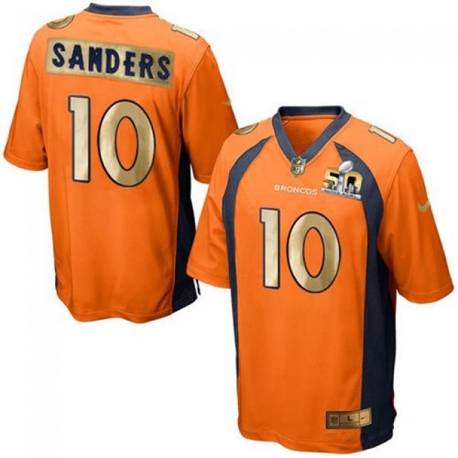 Nike Broncos #10 Emmanuel Sanders Orange Team Color Men's Stitched NFL Game Super Bowl 50 Collection Jersey