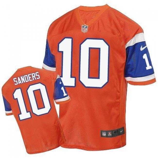 Nike Broncos #10 Emmanuel Sanders Orange Throwback Men's Stitched NFL Elite Jersey