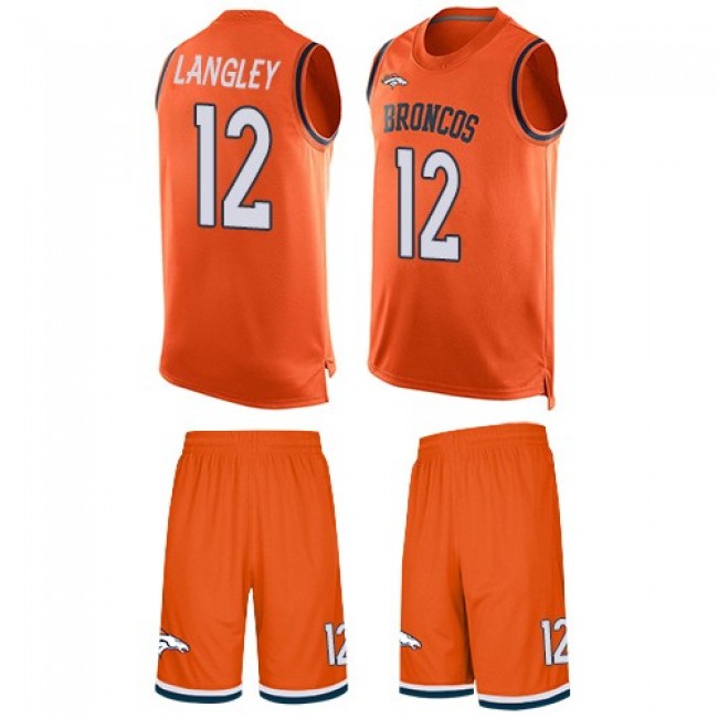 Nike Broncos #12 Brendan Langley Orange Team Color Men's Stitched NFL Limited Tank Top Suit Jersey