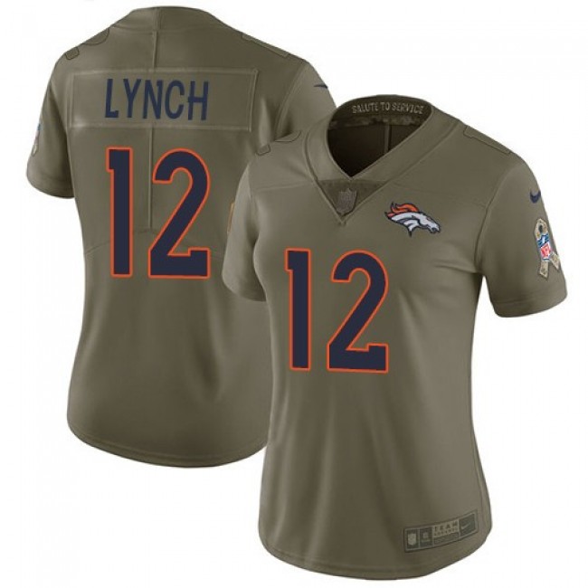 Women's Broncos #12 Paxton Lynch Olive Stitched NFL Limited 2017 Salute to Service Jersey