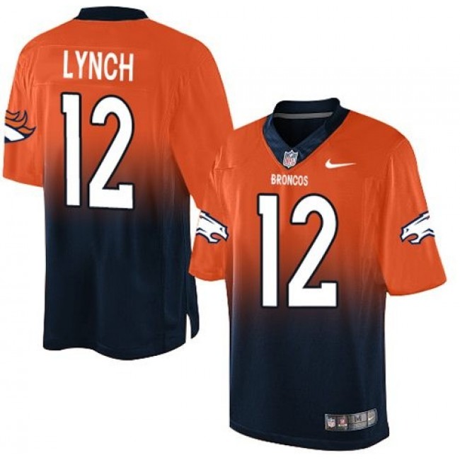 Nike Broncos #12 Paxton Lynch Orange/Navy Blue Men's Stitched NFL Elite Fadeaway Fashion Jersey