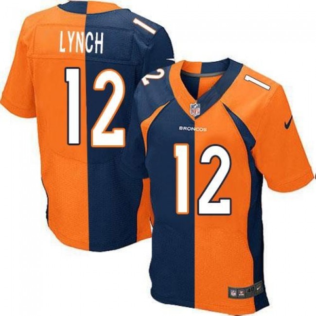 Nike Broncos #12 Paxton Lynch Orange/Navy Blue Men's Stitched NFL Elite Split Jersey
