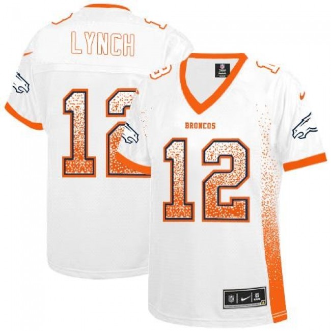 Women's Broncos #12 Paxton Lynch White Stitched NFL Elite Drift Jersey