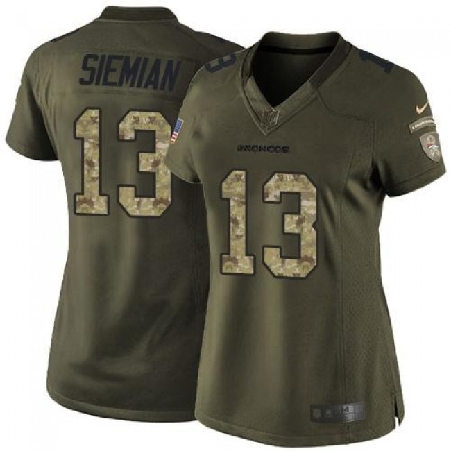 Women's Broncos #13 Trevor Siemian Green Stitched NFL Limited Salute to Service Jersey