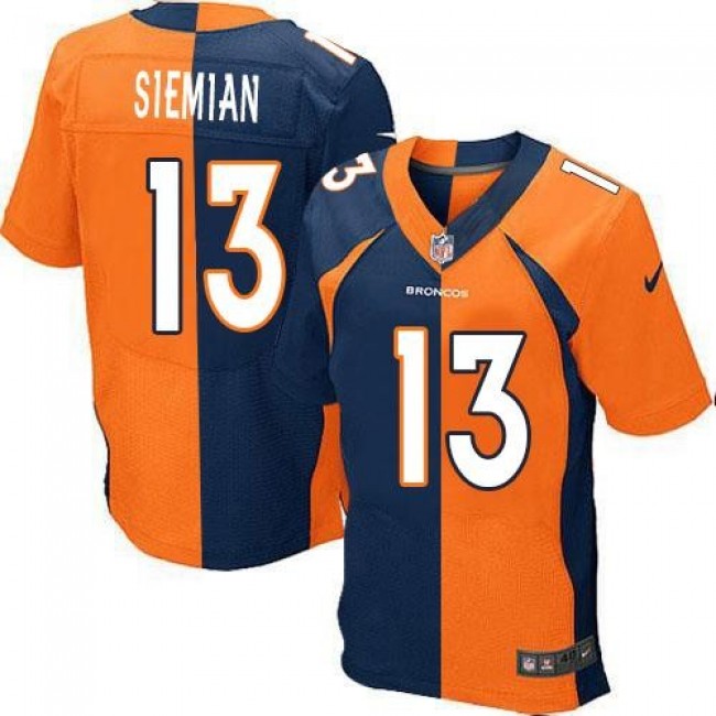 Nike Broncos #13 Trevor Siemian Orange/Navy Blue Men's Stitched NFL Elite Split Jersey