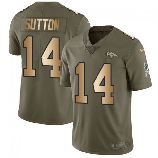 Nike Broncos #14 Courtland Sutton Olive/Gold Men's Stitched NFL Limited 2017 Salute To Service Jersey