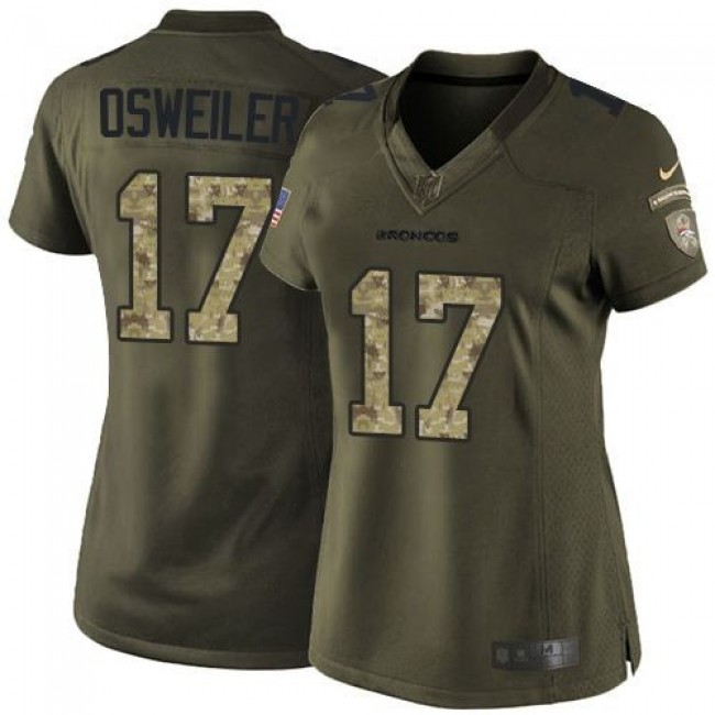 Women's Broncos #17 Brock Osweiler Green Stitched NFL Limited Salute to Service Jersey