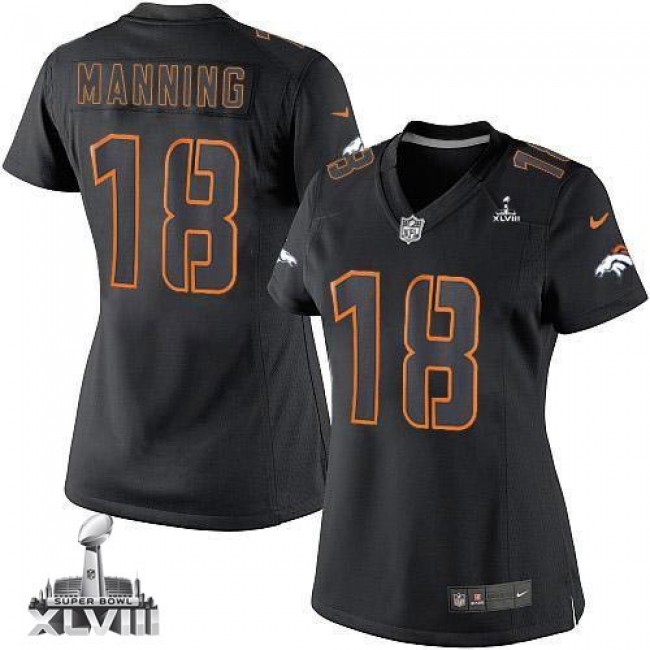 Women's Broncos #18 Peyton Manning Black Impact Super Bowl XLVIII Stitched NFL Limited Jersey
