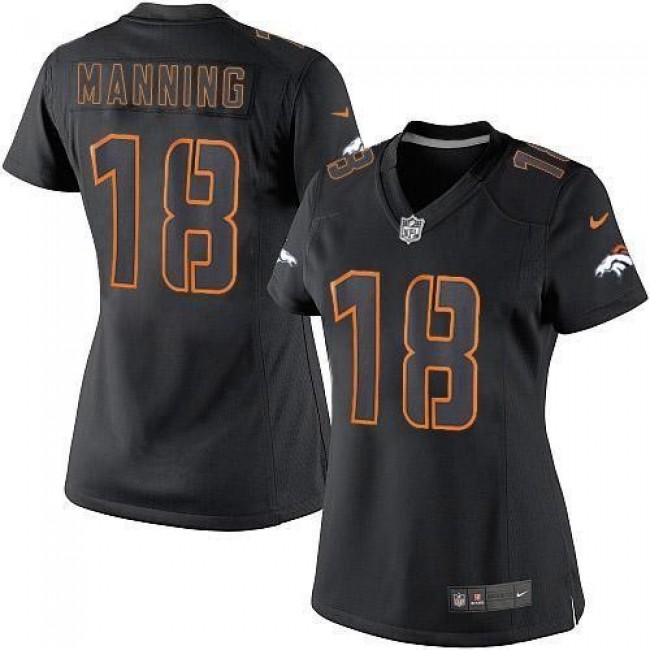 Women's Broncos #18 Peyton Manning Black Impact Stitched NFL Limited Jersey