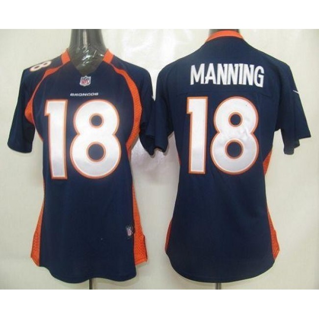 Women's Broncos #18 Peyton Manning Blue Alternate Stitched NFL Elite Jersey