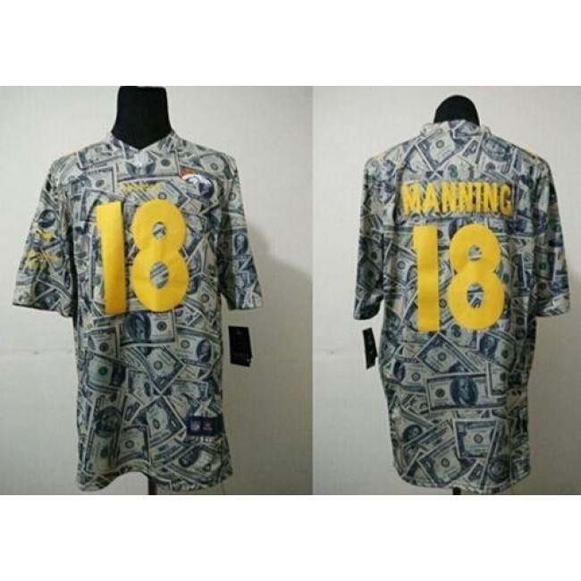 Nike Broncos #18 Peyton Manning Dollar Fashion Men's Stitched NFL Elite Jersey