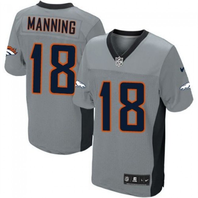 Denver Broncos #18 Peyton Manning Grey Shadow Youth Stitched NFL Elite Jersey