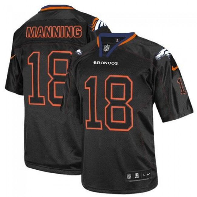 Nike Broncos #18 Peyton Manning Lights Out Black Men's Stitched NFL Elite Jersey