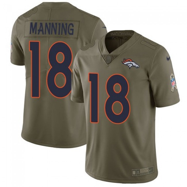 Nike Broncos #18 Peyton Manning Olive Men's Stitched NFL Limited 2017 Salute to Service Jersey