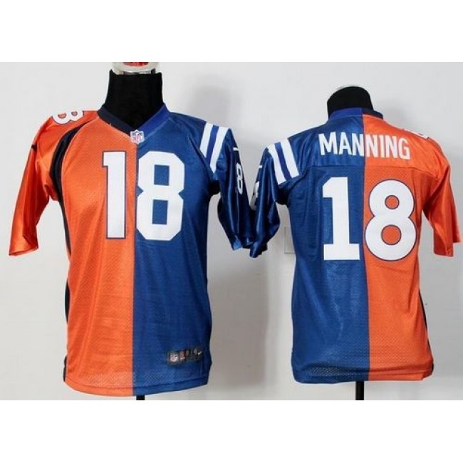 شكل علم فلسطين Nike Denver Broncos #18 Peyton Manning Drift Fashion Blue Kids Jersey شكل علم فلسطين