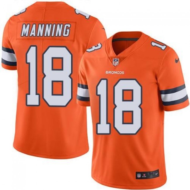 Denver Broncos #18 Peyton Manning Orange Youth Stitched NFL Limited Rush Jersey