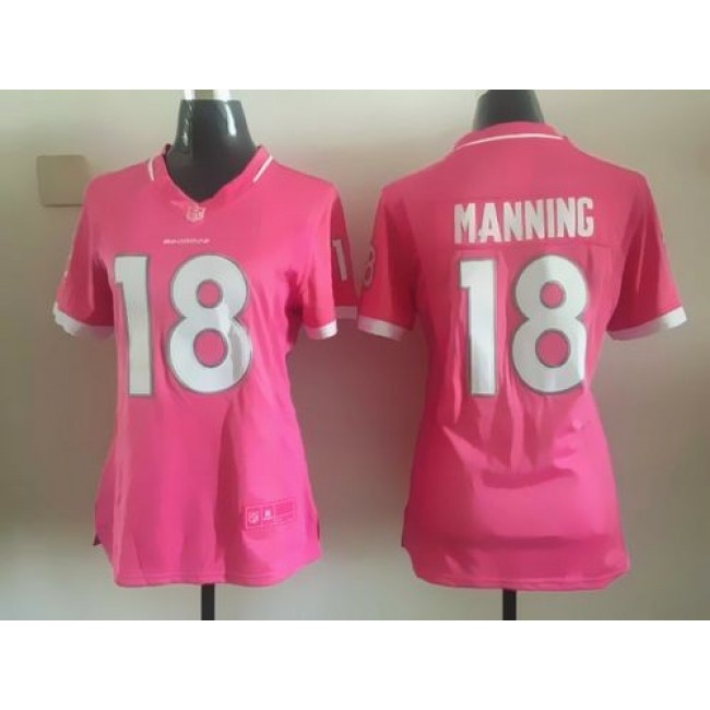 Women's Broncos #18 Peyton Manning Pink Stitched NFL Elite Bubble Gum Jersey