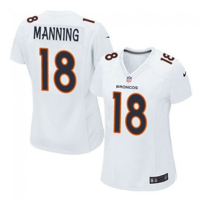 Women's Broncos #18 Peyton Manning White Stitched NFL Game Event Jersey