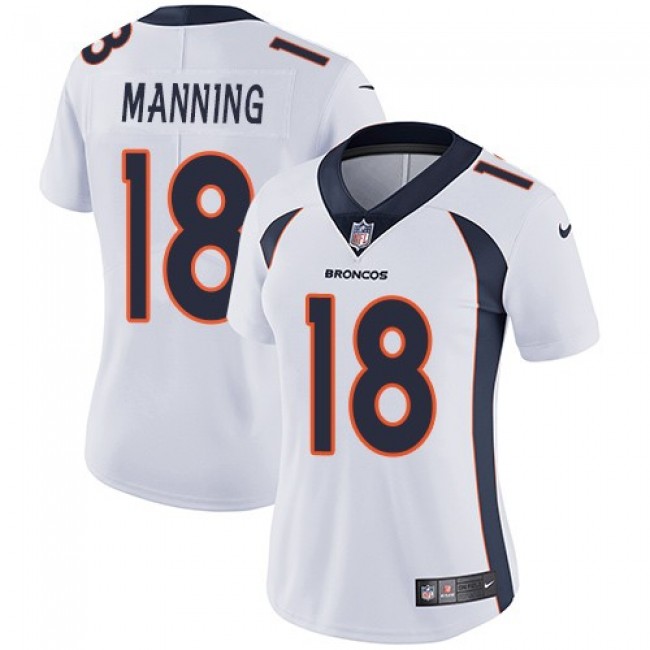 Women's Broncos #18 Peyton Manning White Stitched NFL Vapor Untouchable Limited Jersey