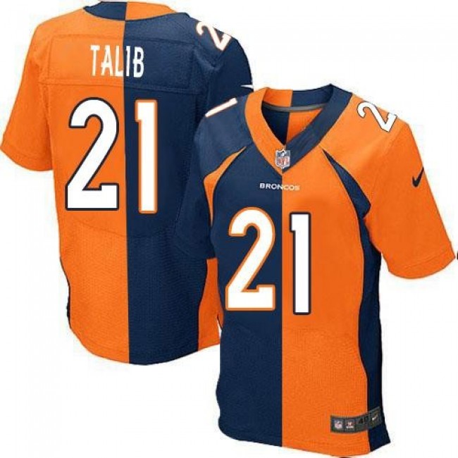 Nike Broncos #21 Aqib Talib Orange/Navy Blue Men's Stitched NFL Elite Split Jersey