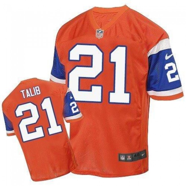 Nike Broncos #21 Aqib Talib Orange Throwback Men's Stitched NFL Elite Jersey