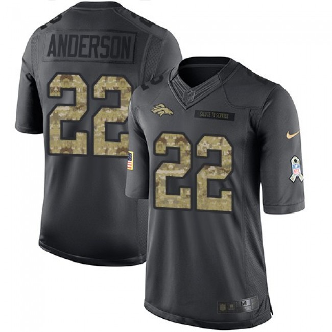 Denver Broncos #22 C.J. Anderson Black Youth Stitched NFL Limited 2016 Salute to Service Jersey