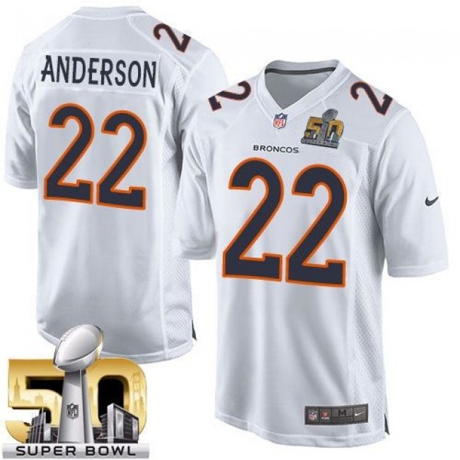 Denver Broncos #22 C.J. Anderson White Super Bowl 50 Youth Stitched NFL Game Event Jersey