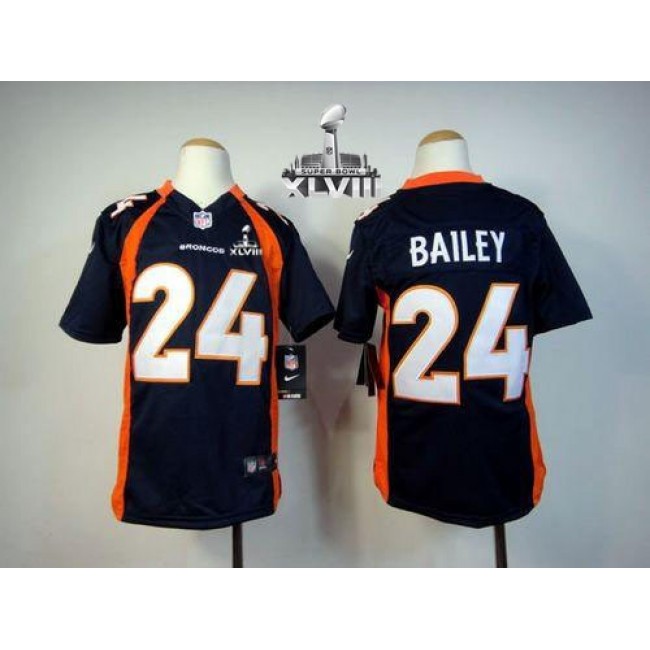 Denver Broncos #24 Champ Bailey Blue Alternate Super Bowl XLVIII Youth Stitched NFL Elite Jersey