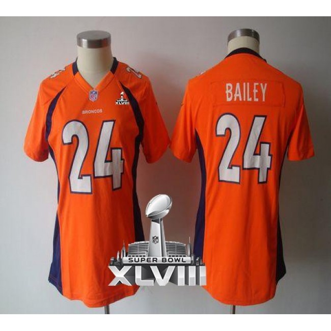 Women's Broncos #24 Champ Bailey Orange Team Color Super Bowl XLVIII NFL Game Jersey