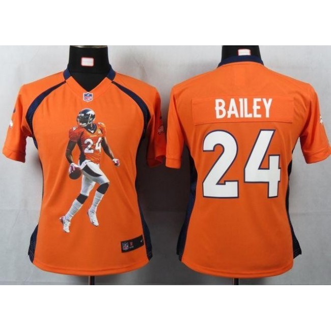 Women's Broncos #24 Champ Bailey Orange Team Color Portrait NFL Game Jersey