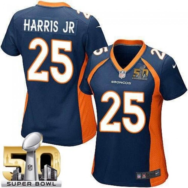 Women's Broncos #25 Chris Harris Jr Blue Alternate Super Bowl 50 Stitched NFL New Elite Jersey