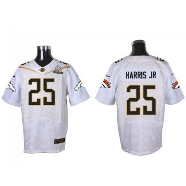Nike Broncos #25 Chris Harris Jr White 2016 Pro Bowl Men's Stitched NFL Elite Jersey