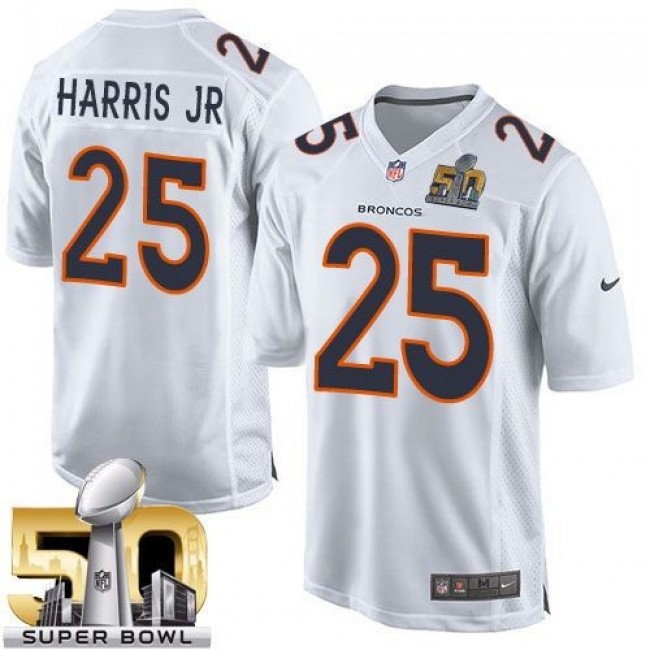 Denver Broncos #25 Chris Harris Jr White Super Bowl 50 Youth Stitched NFL Game Event Jersey