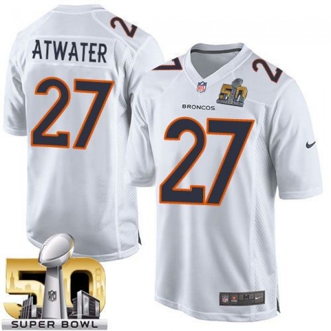 Nike Broncos #27 Steve Atwater White Super Bowl 50 Men's Stitched NFL Game Event Jersey