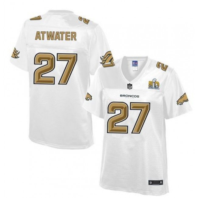 Women's Broncos #27 Steve Atwater White NFL Pro Line Super Bowl 50 Game Jersey