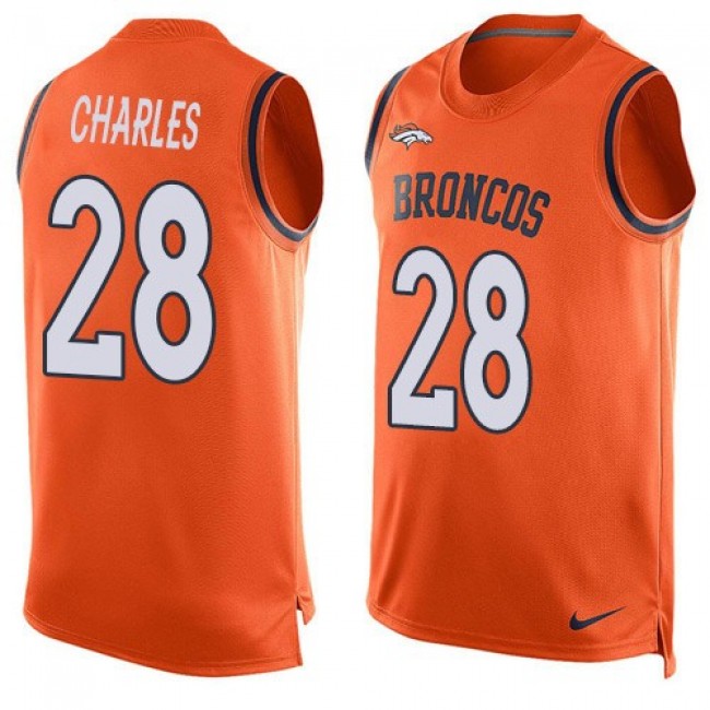 Nike Broncos #28 Jamaal Charles Orange Team Color Men's Stitched NFL Limited Tank Top Jersey