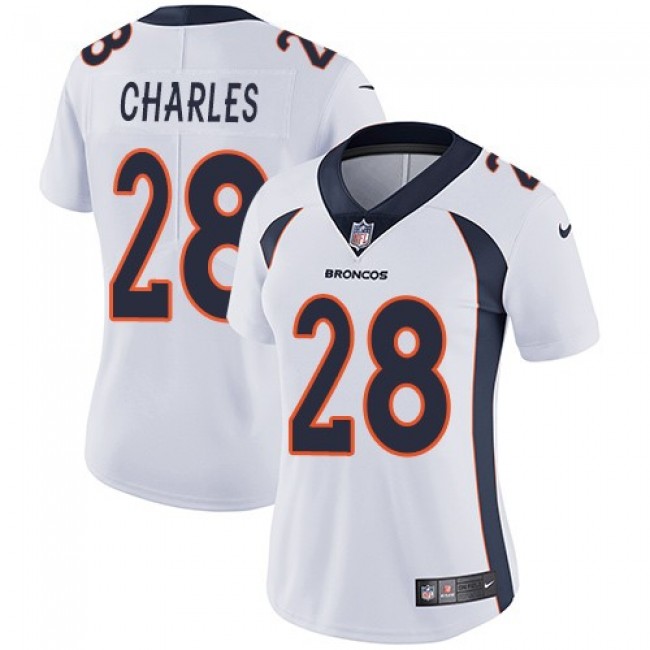 Women's Broncos #28 Jamaal Charles White Stitched NFL Vapor Untouchable Limited Jersey