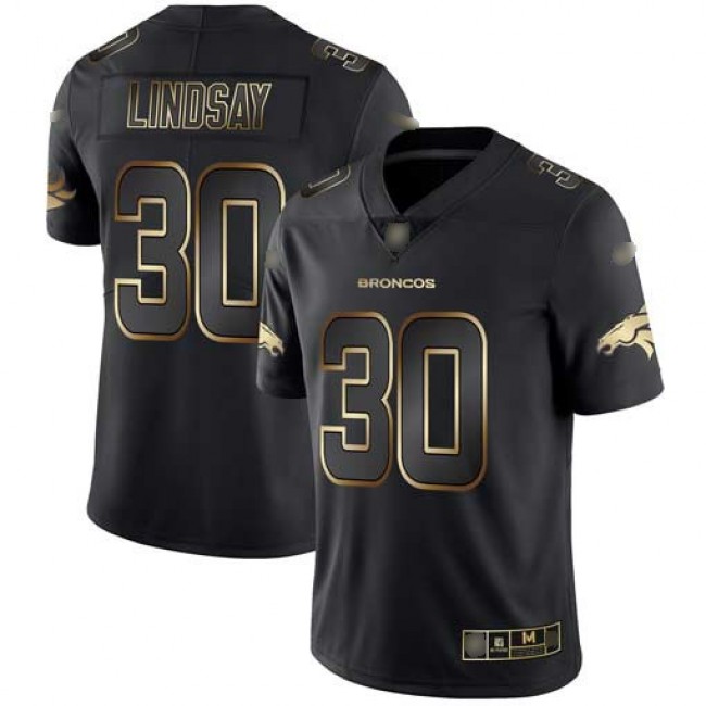Nike Broncos #30 Phillip Lindsay Black/Gold Men's Stitched NFL Vapor Untouchable Limited Jersey