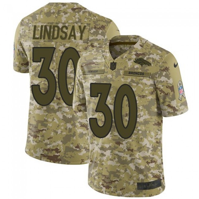 Nike Broncos #30 Phillip Lindsay Camo Men's Stitched NFL Limited 2018 Salute To Service Jersey