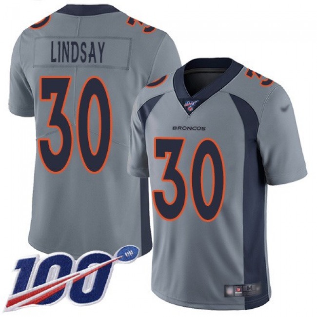 Nike Broncos #30 Phillip Lindsay Gray Men's Stitched NFL Limited Inverted Legend 100th Season Jersey