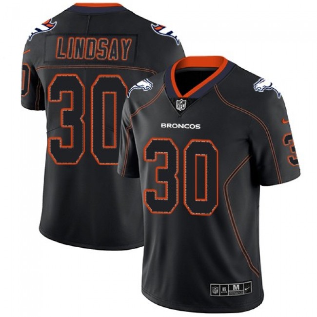 Nike Broncos #30 Phillip Lindsay Lights Out Black Men's Stitched NFL Limited Rush Jersey