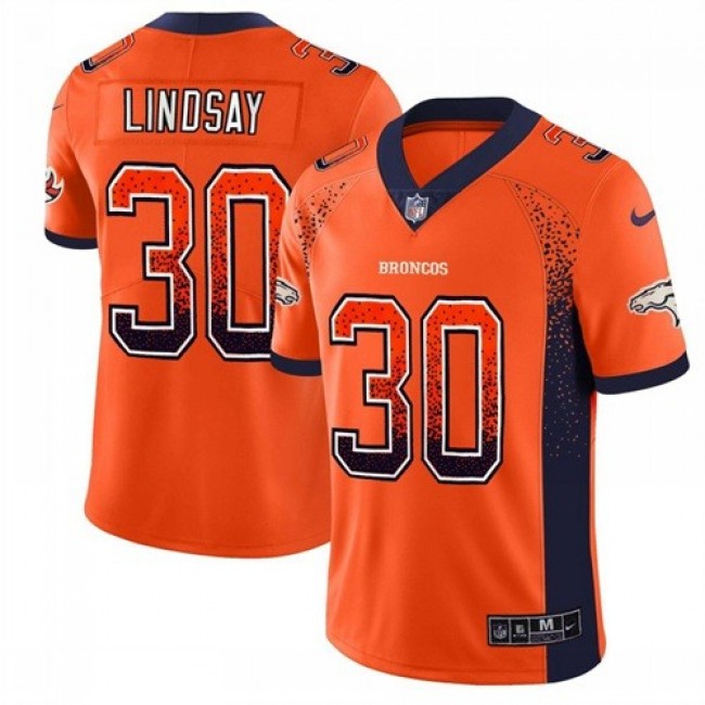 Nike Broncos #30 Phillip Lindsay Orange Team Color Men's Stitched NFL Limited Rush Drift Fashion Jersey