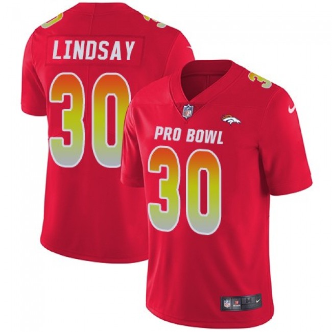 Nike Broncos #30 Phillip Lindsay Red Men's Stitched NFL Limited AFC 2019 Pro Bowl Jersey