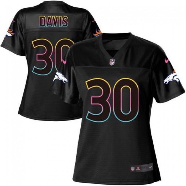 Women's Broncos #30 Terrell Davis Black NFL Game Jersey