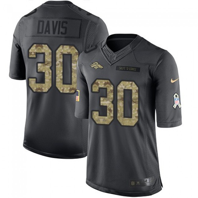 Denver Broncos #30 Terrell Davis Black Youth Stitched NFL Limited 2016 Salute to Service Jersey