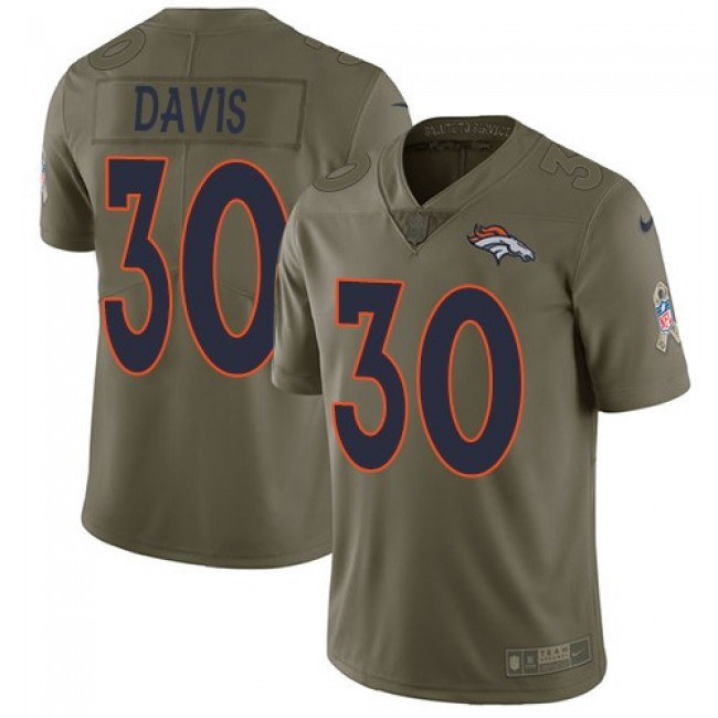 Nike Broncos #30 Terrell Davis Olive Men's Stitched NFL Limited 2017 Salute to Service Jersey